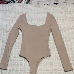 Altar'd State Cream Long Sleeve Bodysuit